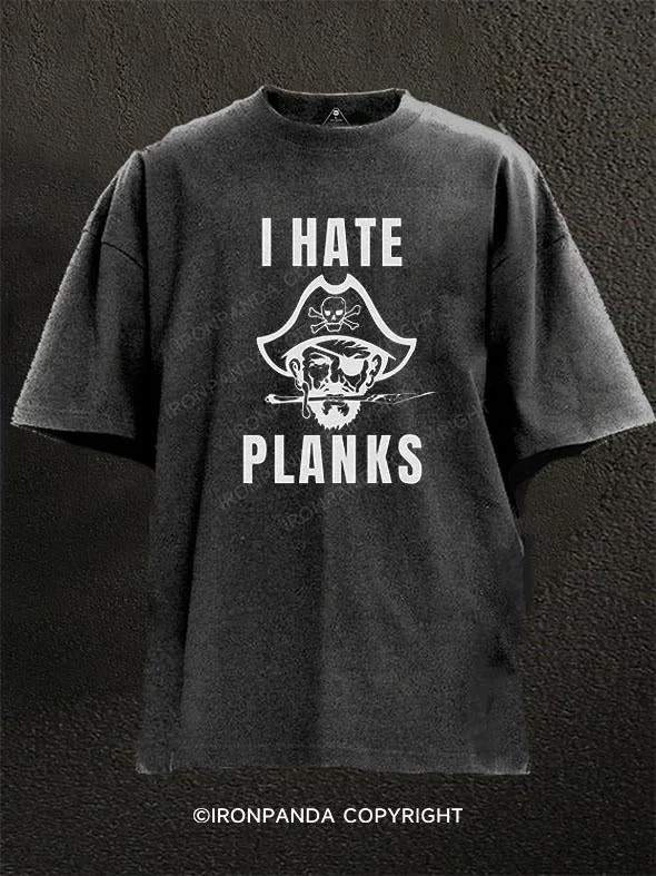 T-Shirt-Black-I HATE PLANKS Washed Gym Shirt