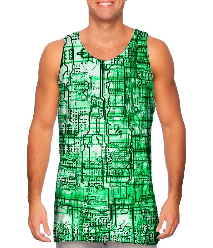 Tank-Top-Skateboarding-Circuit Board Green