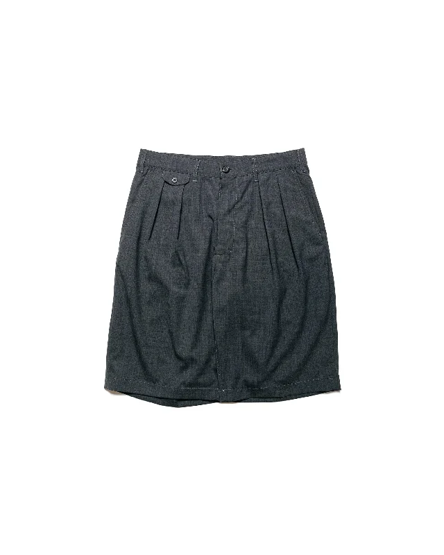 Pants-Trendy-Beams Plus 2Pleats Shorts Wool Tropical Charcoal Grey