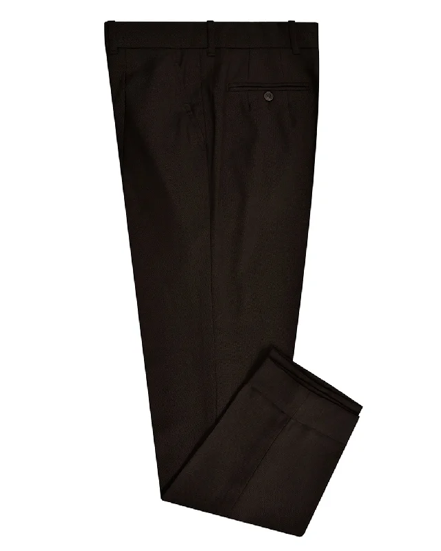 Pants-Techwear-Brown Wool Birdseye Dress Pant