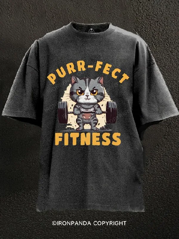 T-Shirt-Tactical-Weight Lifting Cat Washed Gym Shirt