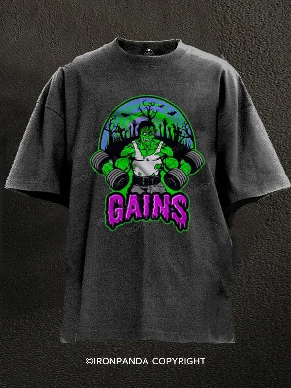 T-Shirt-Waterproof-Zombie gains Washed Gym Shirt