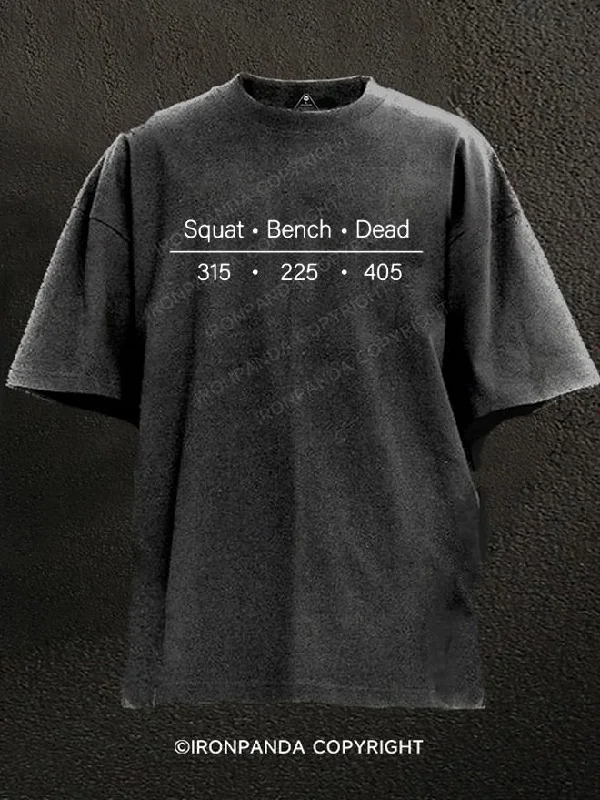 T-Shirt-Couple-Squat, Bench, Deadlift weights PRs Washed Gym Shirt