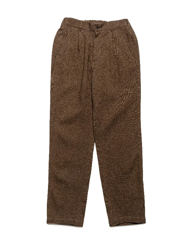 Pants-Basketball-Sage de Cret Wool/Linen Tumbler Single-Pleated Pegtop Pants Brown