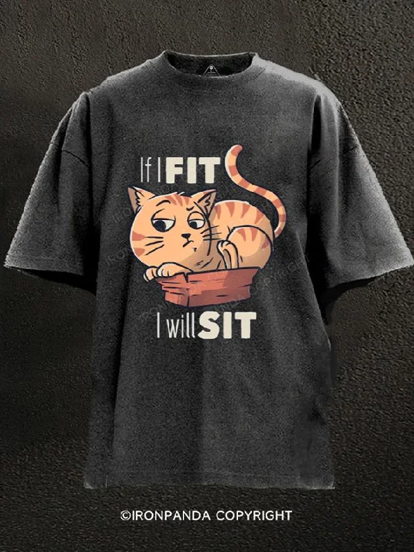 T-Shirt-Premium-If I Fit I Will Sit Washed Gym Shirt