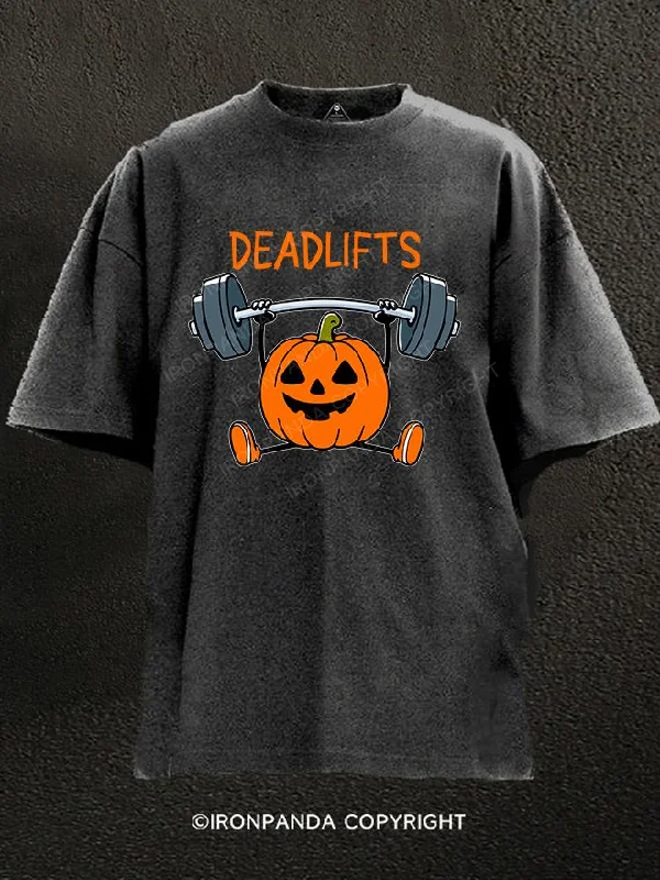 T-Shirt-Printed-deadlifts pumpkin Washed Gym Shirt