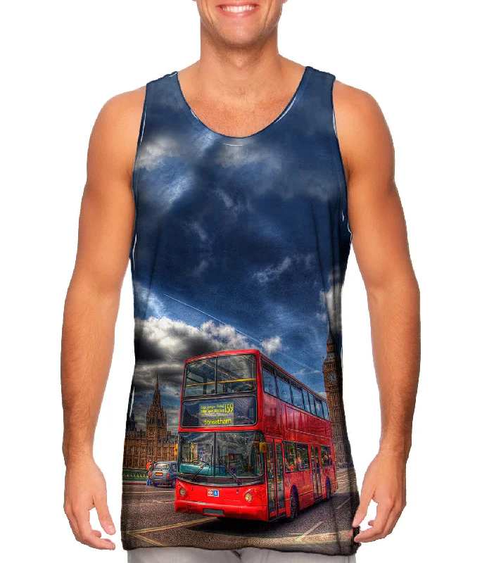 Tank-Top-Pink-Big Ben London - Double - Decker - Bus