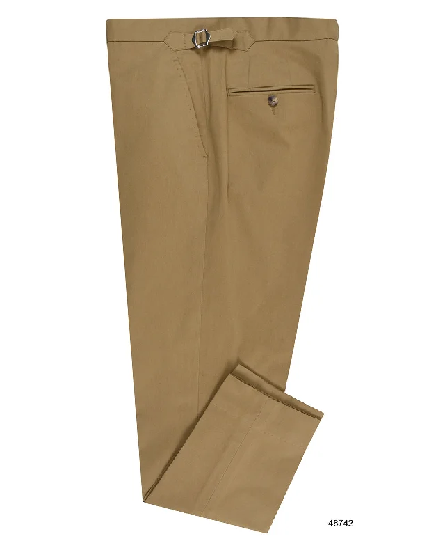 Pants-Retro-Golden Khaki Twill Dress Pant