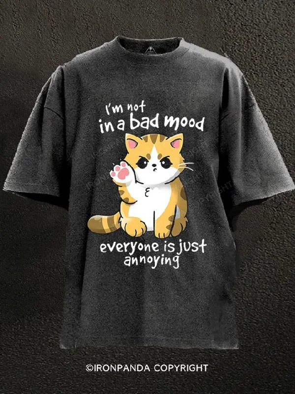 T-Shirt-Sportswear-cat bad mood Washed Gym Shirt