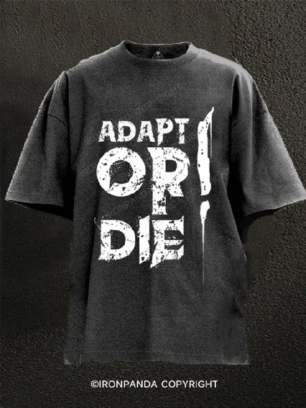 T-Shirt-Biker-ADAPT OR DIE! Washed Gym Shirt