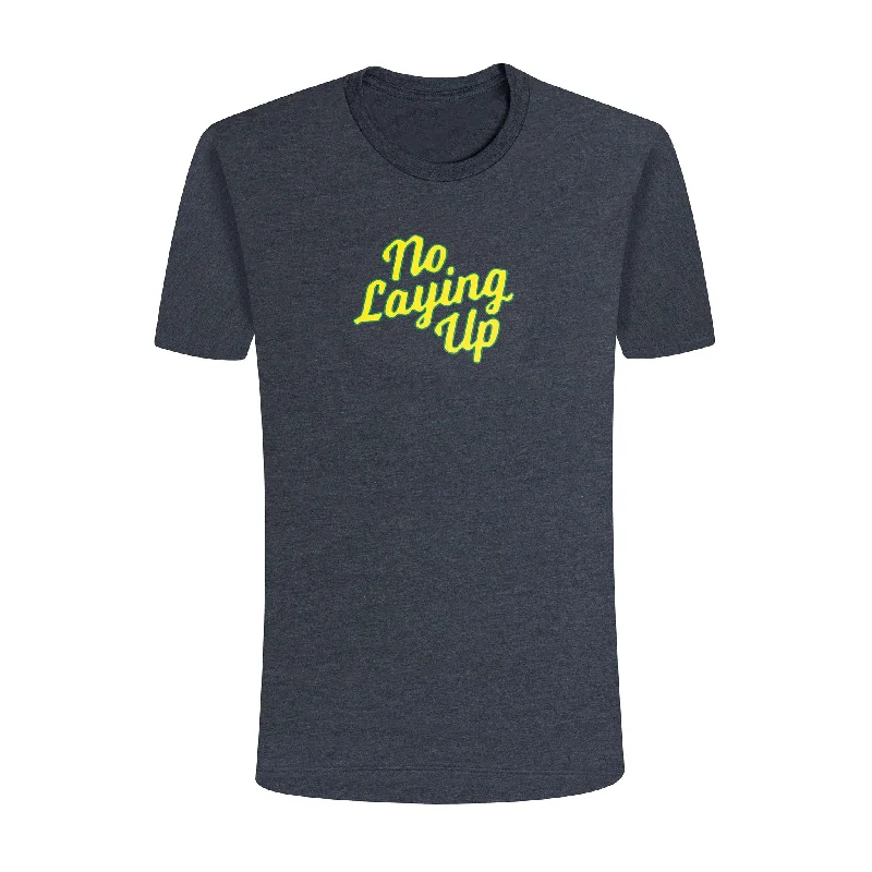 T-Shirt-Fleece-NLU Retro Wordmark T-shirt | Yellow & Green on Charcoal