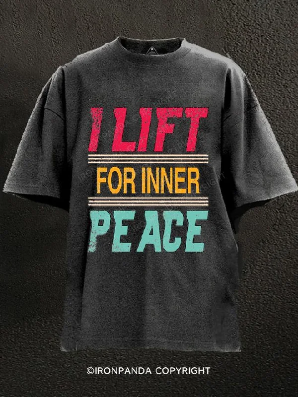 T-Shirt-Punk-I Lift For Inner Peace Washed Gym Shirt